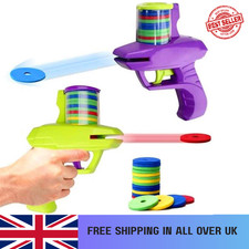 Kids Foam Disc Shooting Gun Toy Outdoor Flying Disc Launcher Child Game