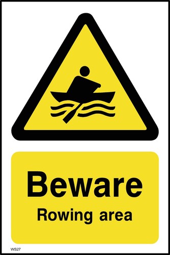 Beware rowing area sign - area, or