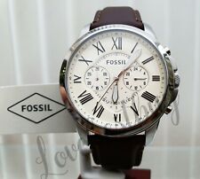 New FOSSIL Mens Watch Brown leather Luminous Chronograph RRP£189 Gift for Him(F5
