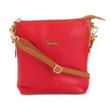 VALENTINA Red Genuine Leather Crossbody Handbag Purse Made In Italy MSRP $184.99