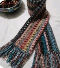 Handmade crochet scarf made using variegated yarn