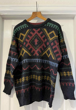 Next Vintage Shetland Wool Aztec Knitted Crew Neck Jumper Size L