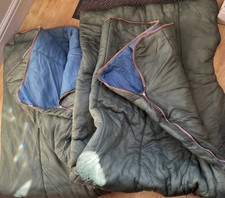 Two Vintage Camping /Single  Reversible Sleeping Bags ~ Blue/Green