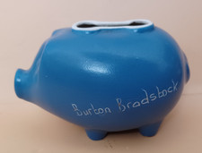 Devon Ware Souvenir Blue Pottery Pig Piggy Bank Money Box Burton Bradstock