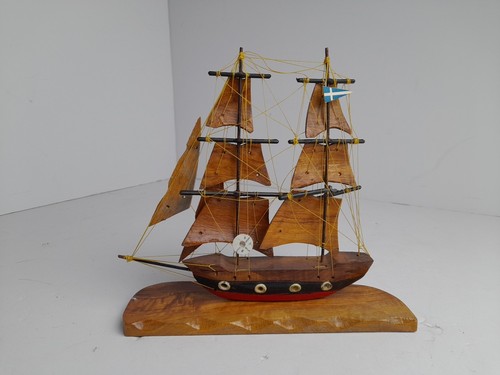 Wooden sailing boat model - sailing, on