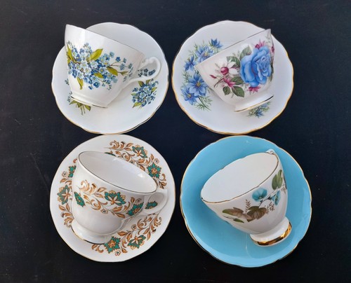 Four vintage floral mismatched - four,