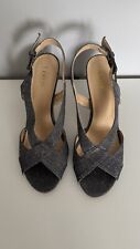 Lotus Endive Pewter Open Toe Sling Back High Heel Shoes Size 6 BNWOB