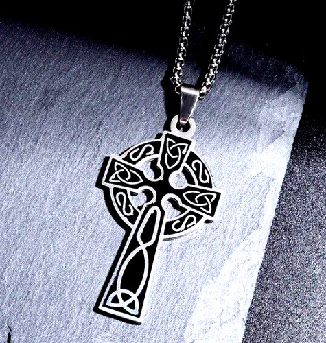 Silver celtic cross - celtic, necklace