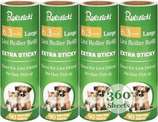 6.3 inch Lint Roller Refills Only, Extra Sticky Large Surface White 