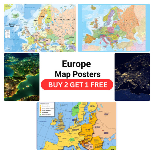 Europe map posters a2 - posters, a1,