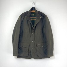 Barbour Kyle Wax Jacket Mens Medium Olive Green Classic Waxed Country Corduroy