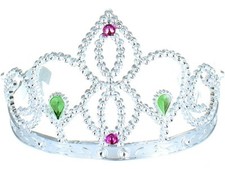 Plastic Woman Wedding Faux RhInestone Tiara Headband Silver Purple green grip