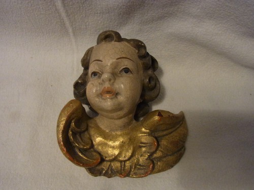 Cherub angel head with gilt - with,