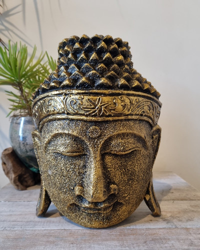 Buddha head hand - buddha, carved/solid