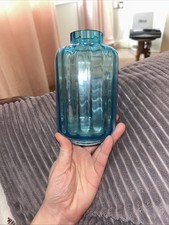 Dartington Crystal Turquoise Blue Glass Lantern Vase Made In England
