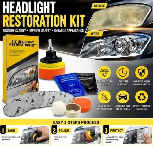 Car headlight restoration kit - car,