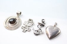 Sterling Silver Pendants Ankh Heart Etched Faceted x 4 (24g)