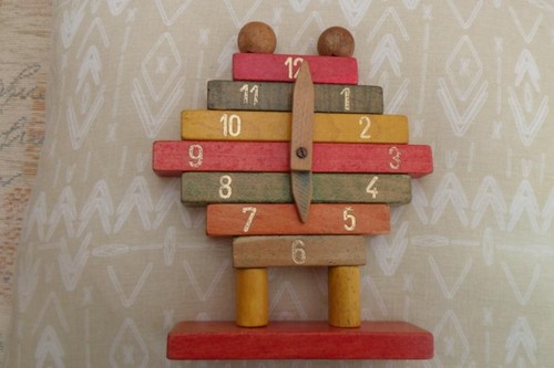 Vintage wooden toy - vintage, clock