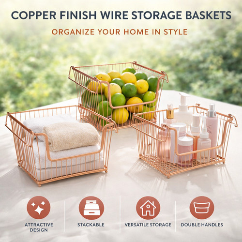 Wire storage basket metal - wire,