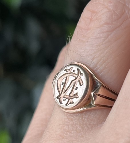 Antique 9ct rose - gold, monogram