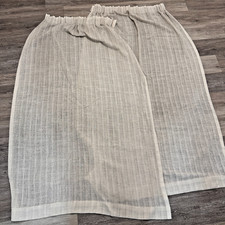 Vintage Linen Style Pair of Curtains White/Off White Drop 70" Width 43"