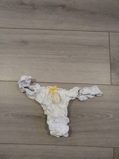 BNWT Vintage La Senza White Woven Broderie Thong Size Small