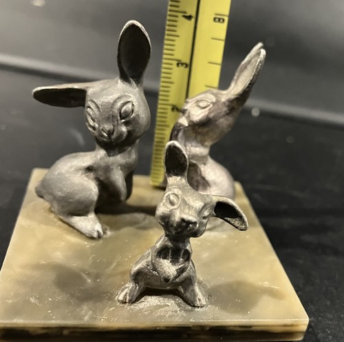Vintage pewter bunny rabbits - vintage,