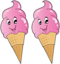 2 pack Ice Cream Cone Decal 8"
