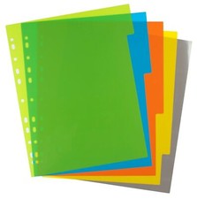 eco eco A4 File Dividers 5 Part Extra Wide Index Plastic 50% Recycled