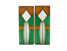 Pair Antique Glass Stained Leaded Glass Panels Beveled glass mirrors Architectur
