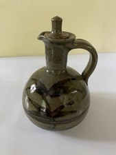 Aller Studio Somerset pottery Brian Newman Glazed Oil Dispenser Jug  Leaf Motif