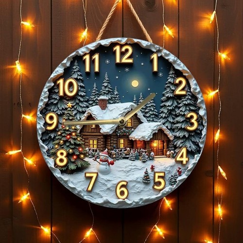 Snowy cottage christmas wall - cottage,