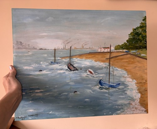 Vintage naive oil painting - oil,