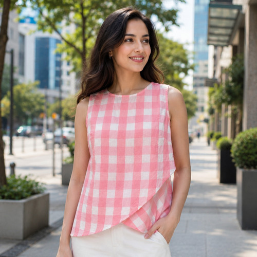 Women pink cotton chack hand - women,