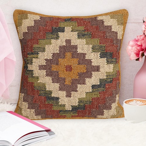 Handmade square jute kilim - handmade,