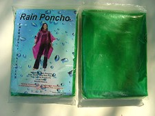  2 WATERPROOF PE PONCHOS GREEN