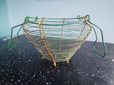 Vintage French Handmade WIRE WORK EGG BASKET * Green Yellow * 24 Egg * 1950s VGC