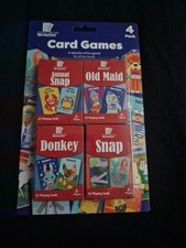 Kids Playing Card Games Pack of 4, Includes Donkey, Snap, Animal Snap, Old Maid
