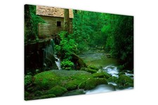 Cabin Forest River Canvas Wall