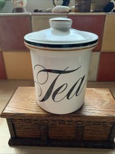 Retro TG Green "elite" Tea Ceramic Jar, Church Gresley, England 4 3/8" T X 4"D