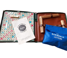 Vintage Deluxe De Luxe Travel Scrabble Made in England with green Travel Case