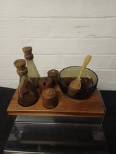 Cruet Set with Salt and Pepper Pots, Spoon,BOWL,AND VINEGAR BOTTLES