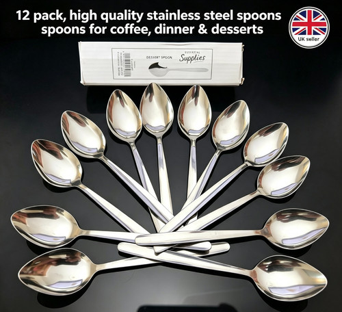 12x stainless steel spoons - steel,