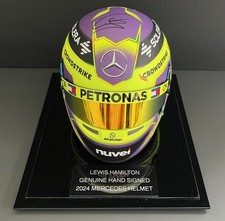 LEWIS HAMILTON HAND SIGNED 2024 MERCEDES 1/2 HELMET DISPLAY CASE BOX PROOF COA