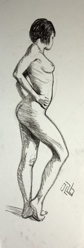 Original female charcoal - original, on