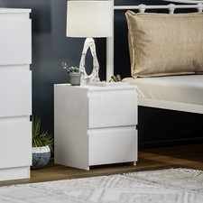 SALE 2 Drawer Bedside Cabinet Modern Chest of Drawers Bedroom Stand Table White
