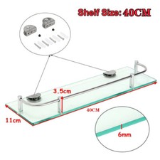Floating Glass Shelf 40/50/60cm Wall Mounted Bathroom Shower Caddy Storage Rack