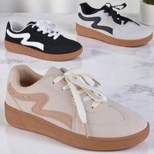WOMENS LADIES LACE UP FLAT