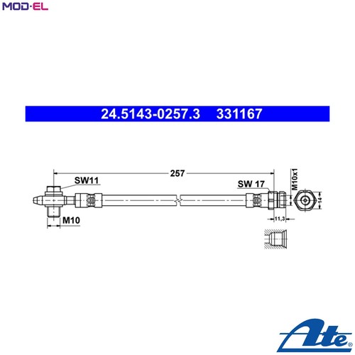 Brake hose 5143 0257 - 24.5143-0257.3, for