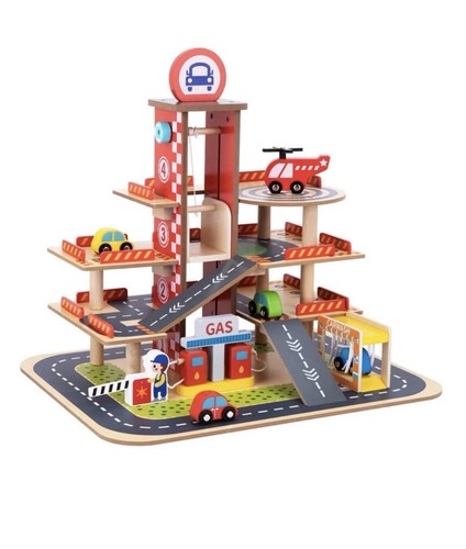 Storey wooden garage toy - storey,